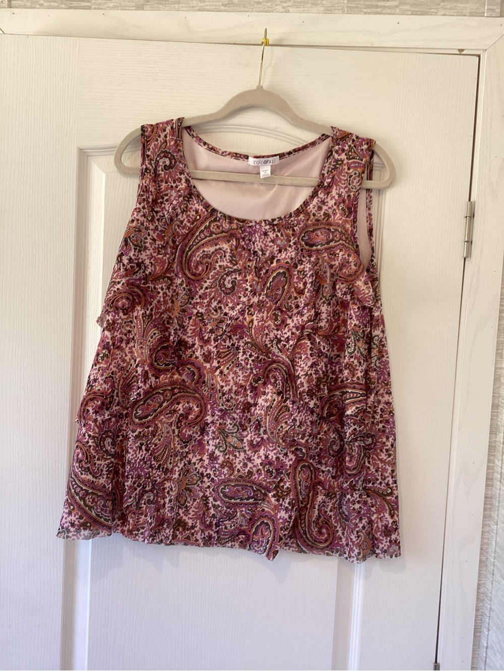 Roz & Ali Pink Paisley Sleeveless Blouse 1XL EUC